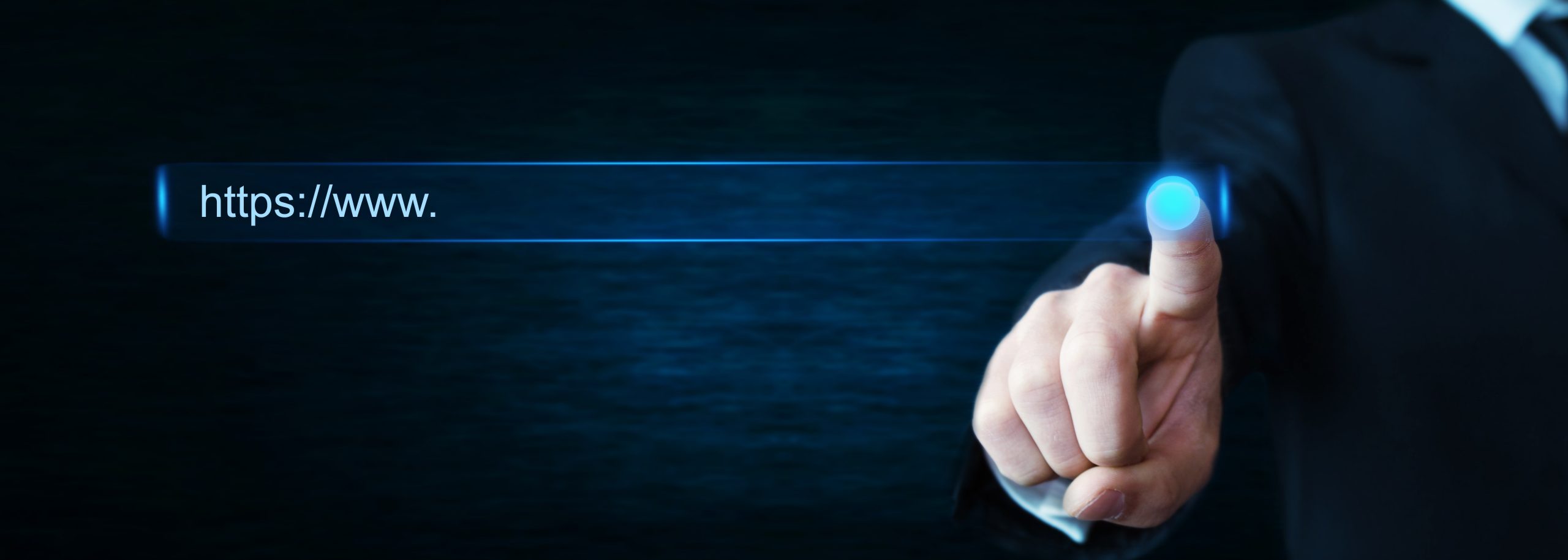 Man hand touching https address.